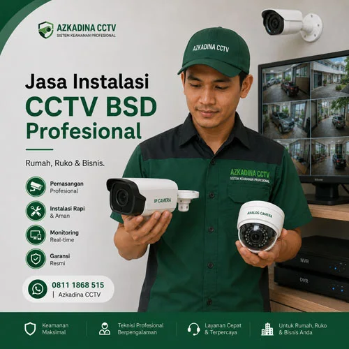 Jasa instalasi CCTV BSD profesional untuk rumah ruko dan bisnis Azkadina CCTV