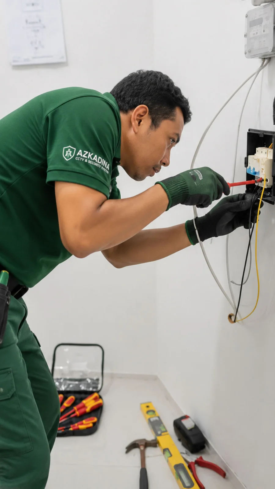 Proses memasang bracket kamera CCTV