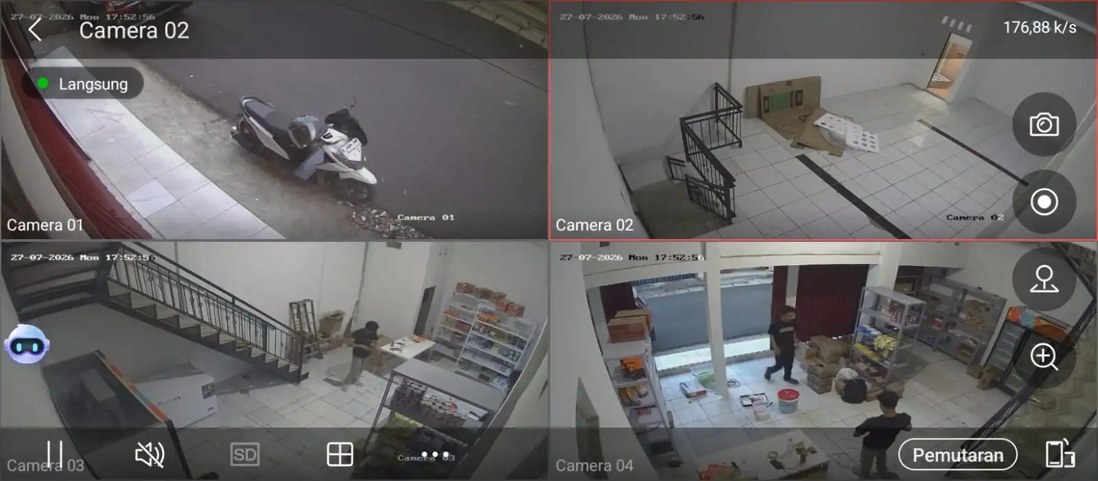 Hasil pemasangan CCTV untuk pemantauan area supermarket