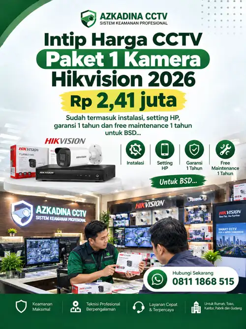 Harga CCTV Paket 1 Kamera Hikvision 2026 Rp2,41 Juta